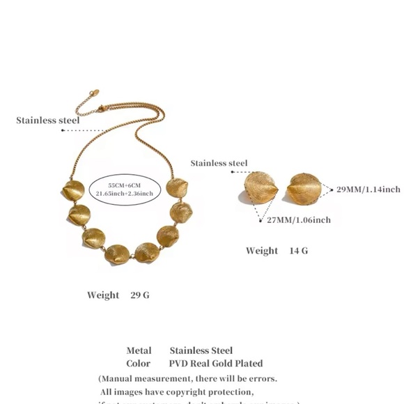 Gold Seashell Statement Necklace & Earring Set – Stainless Steel, PVD plating - Picture 8 of 16